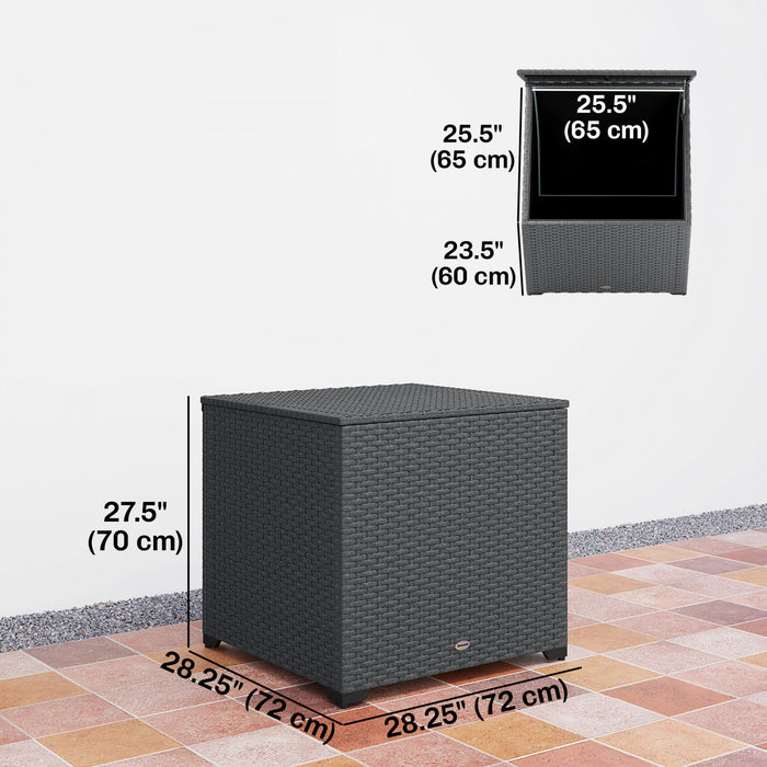 Outsunny 67 Gallon Rattan Deck Box, Wicker Outdoor Storage Box, Grey