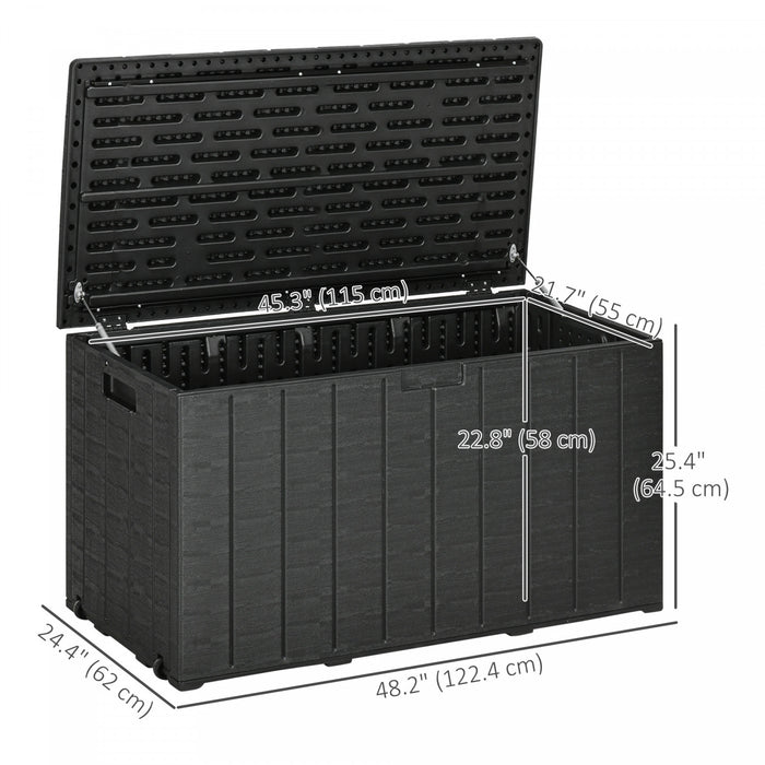 Outsunny 81 Gallon Garden Storage Box, Storage Container, Black
