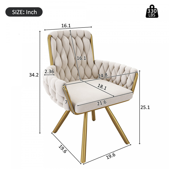 Timothy Velvet Swivel Dining Chairs with Tufted Upholstered and Metal Legs Set of 2, Glod