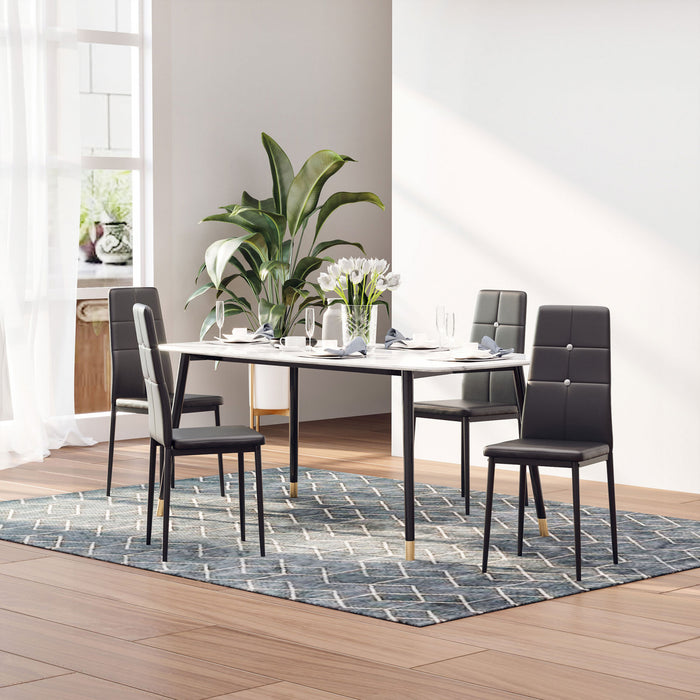 HOMCOM Dining Chairs Set of 4, Faux Leather Side Chairs with High Back