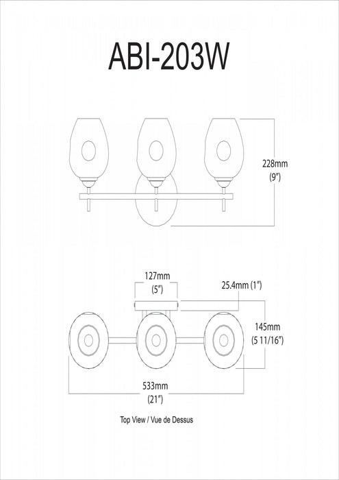 Dainolite Abii 3 Light Vanity Light Vintage Bronze Finish Champagne Glass Lamp