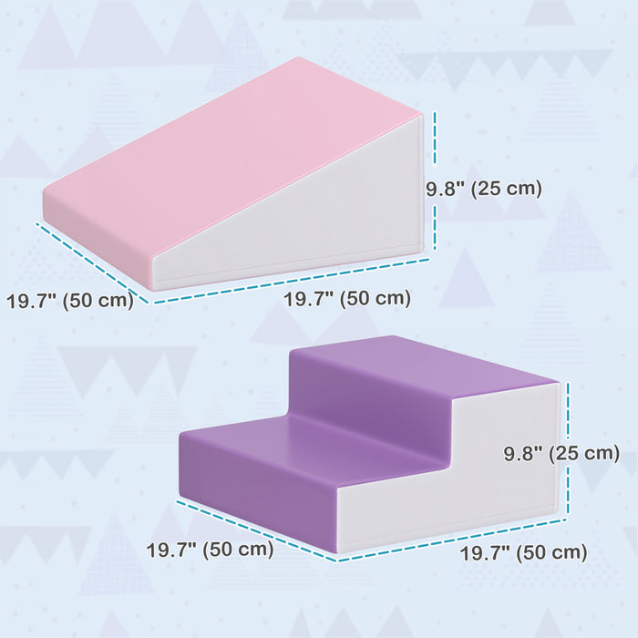 Soozier 2-piece Climb And Crawl Activity Soft Play Set, Secure Foam Blocks Playset For Toddler Preschooler Babies Indoor, Activity Structure Play Equipment, Purple