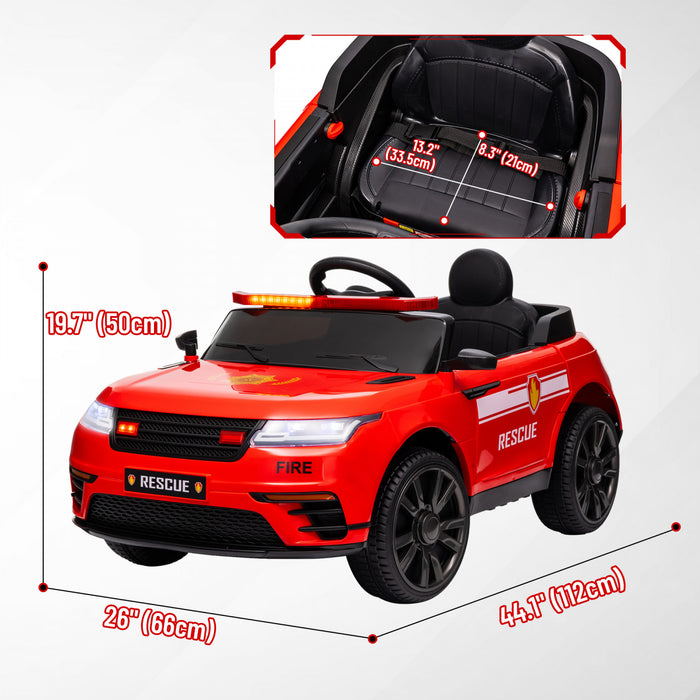 Qaba 12v Electric Car For Kids, Battery Powered Ride-On Kids Car Police Car With Remote Control, 4 Spring Suspension Wheels, Transport Wheel, Siren, Music, Light, Horn, Red