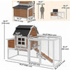 PawHut 71" Chicken Coop for 3 Chickens, Wooden Hen House Outdoor Duck House with Run, Removable Tray, Nesting Box, Waterproof Asphalt Roof, Ramp and Perches, Bunny Hutch, Brown