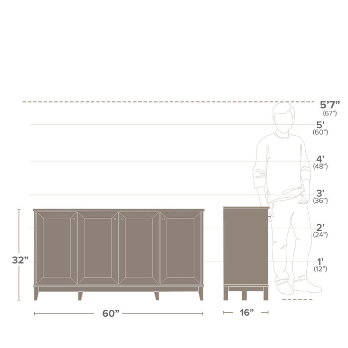 Prepac Yaletown 4-Door Buffet Console - White