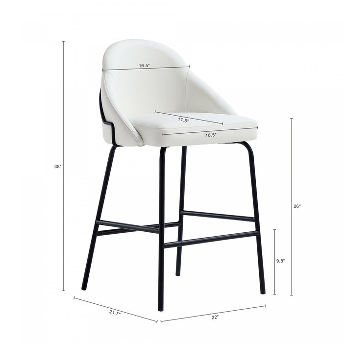 Gracie Modern Metal Upholstered Counter Stool in White and Black Bar Stool