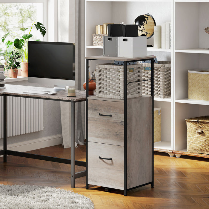 Vinsetto Filing Cabinet with Hanging Bars for Letter A4 Distressed Grey