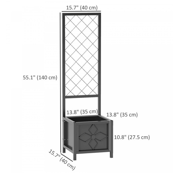 Outsunny Metal Planter Box Galvanized Planter with Trellis, Drainage Holes