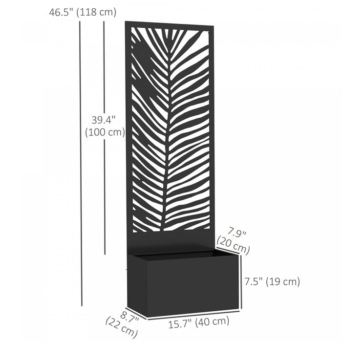 Outsunny Raised Garden Bed with Outdoor Privacy Screen, Wall-Mounted, Black