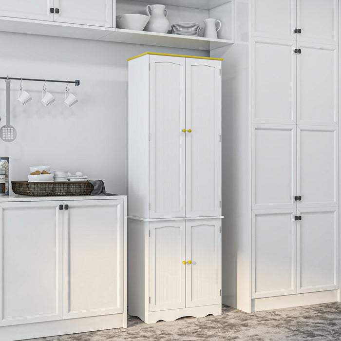 HOMCOM Freestanding Kitchen Pantry Storage Cabinet with 4 Shelves, 4 Doors