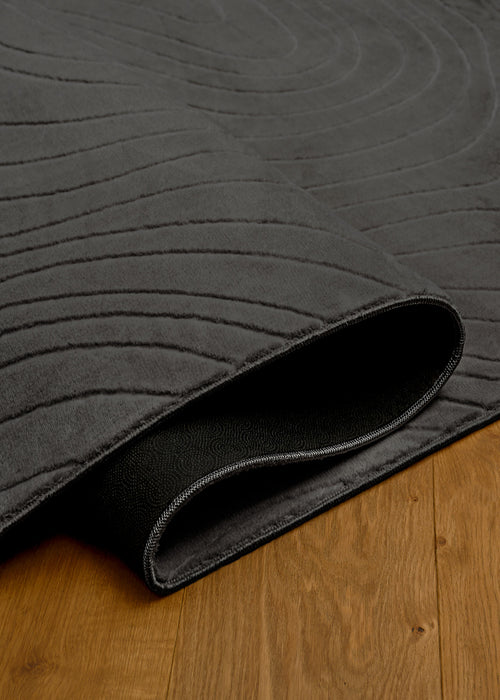 Somos Contemporary Charcoal Washable Rug 2'8\" x 8'0\" Indoor Area Rug