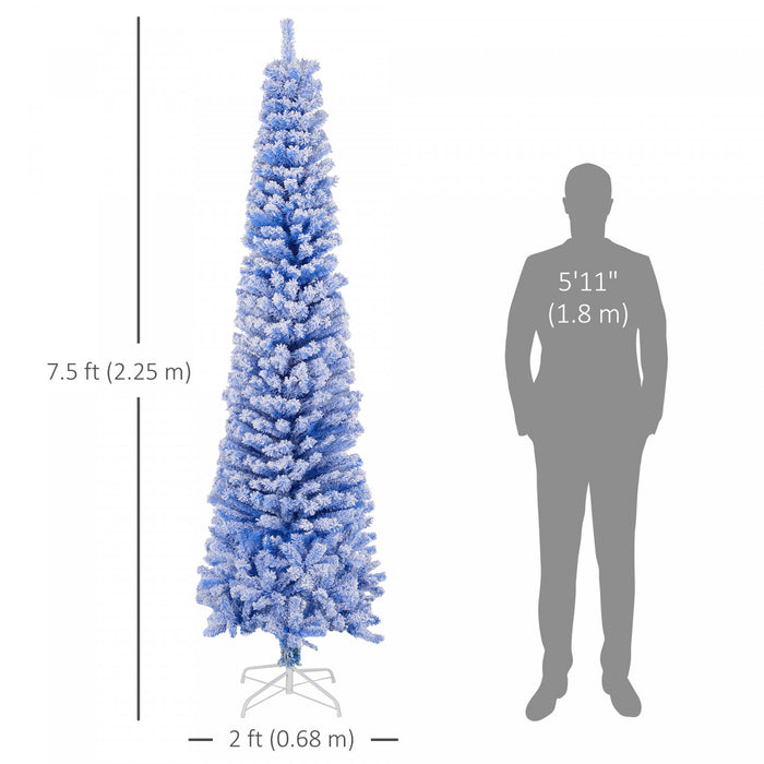 Homcom Snow Flocked Pencil Christmas Tree Slim Artificial Christmas Tree