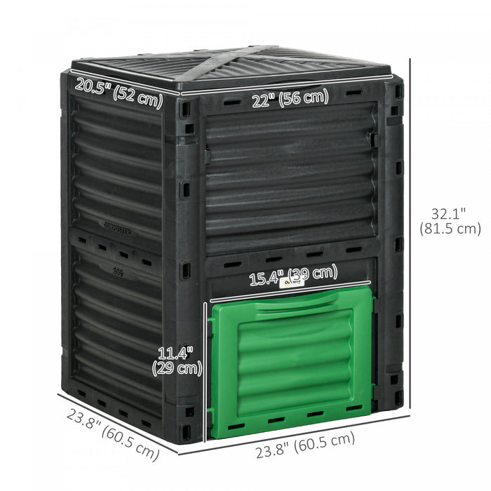 Outsunny Garden Compost Bin, 80 Gallon Outdoor Compost Container, Green