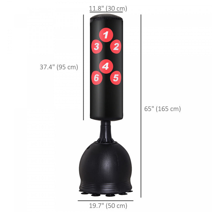 Soozier 65\" Standing Boxing Punching Bag With Refilled Base & Suction Cups