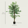 HOMCOM 5ft Artificial Trees Ficus, Decorative Fake Plant for Home Decor