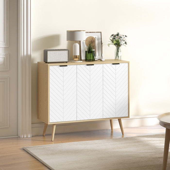 HOMCOM 36\" Sideboard, Buffet Cabinet with Adjustable Shelves, Natural