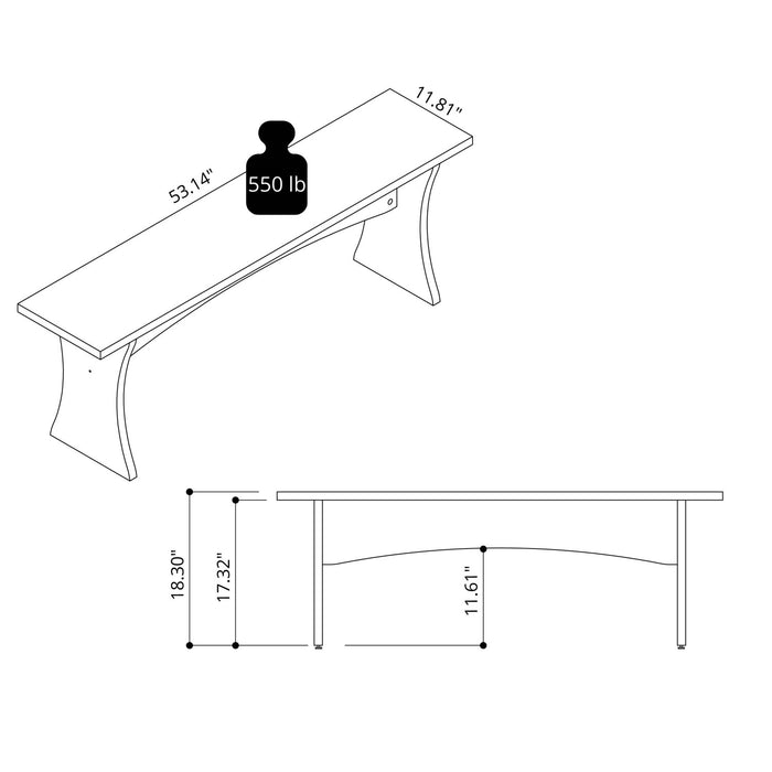 Coney Mid-Century Modern Dining Bench in White - Set of 2