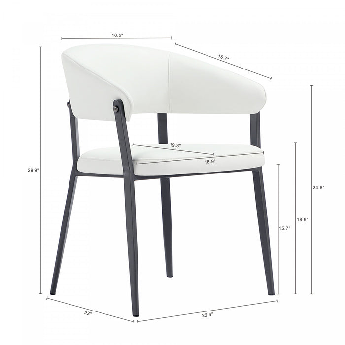 Belle Modern Metal Upholstered Dining Chair in White