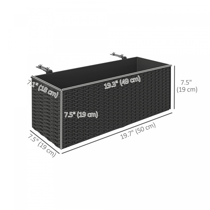 Outsunny 2 Pack 20 Inch Railing Planter Box, Hanging Flower Pots, Black