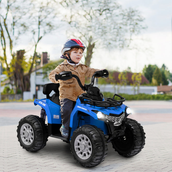 Costway 12v Kids Ride On Atv Electric 4-wheeler Quad 2 Speeds W/ Mp3 & Headlights Blue