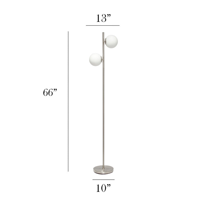 Liam Modern 2 Light Floor Lamp, Brushed Nickel, 66\"H
