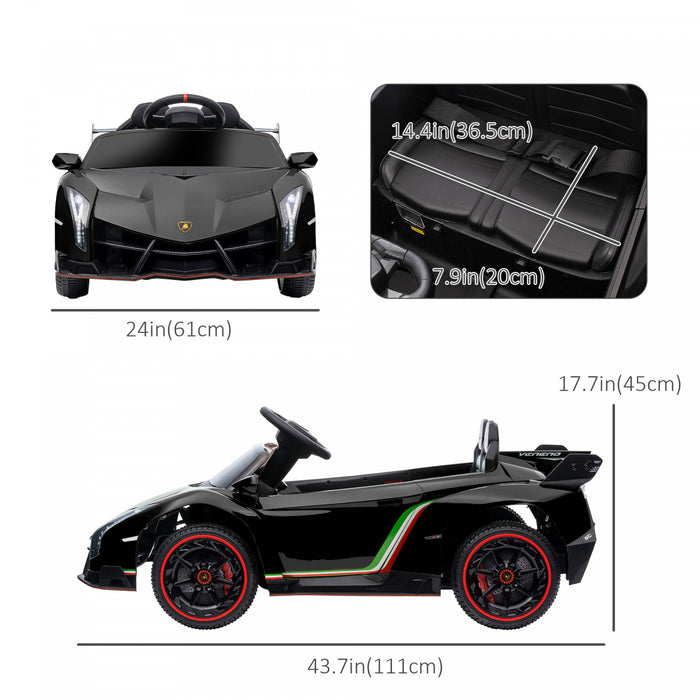 Aosom 12v Electric Powered Ride-On Car With Butterfly Doors, 4.3mph Kids Ride-on Toy For Boys And Girls With Remote Control, Bluetooth, Horn Honking, Music, Lights, Black