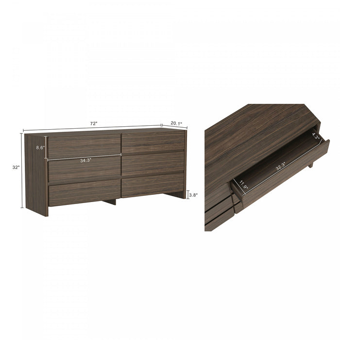 Linda Modern 2-Piece Dresser and Nightstand in Walnut Brown