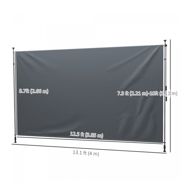 Outsunny Retractable Patio Awning, Outdoor Privacy Screen, Dark Grey