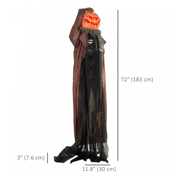 Homcom Halloween Skull Pumpkin Ghost Animatronic Prop W/ Light Up Eyes