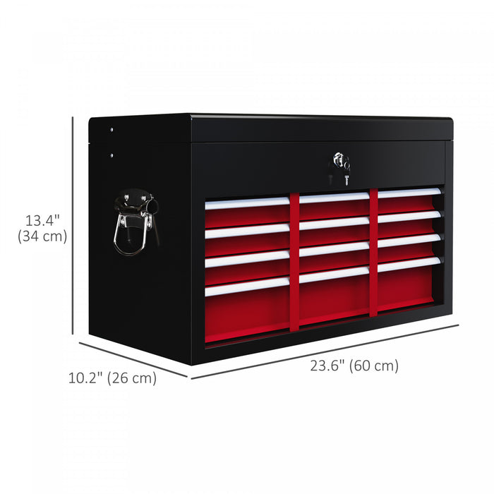 Homcom 6 Drawer 24\" Metal Tool Box With Top Case, Ball Bearing Slides
