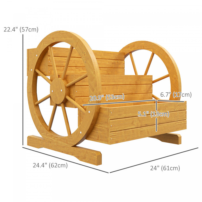 Outsunny Wooden Wagon Planter Box, Decorative 3-tier Raised Garden Bed