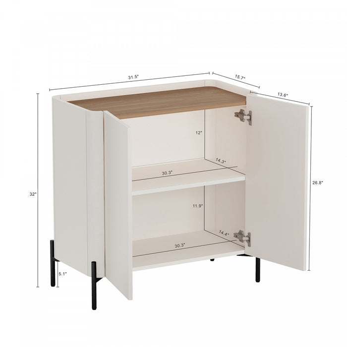 Abbey Modern 32\" Accent Cabinet in Maple and Off White