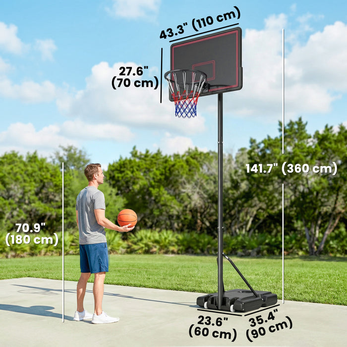 Soozier Portable Basketball Hoop, 4.4-10ft Adjustable Height