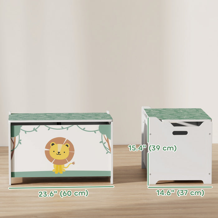 Qaba Toy Box, Kids Storage Chest With Lid, Safety Hinges And Groove Handles, Toy Storage Organizer For Boys, Girls, Green