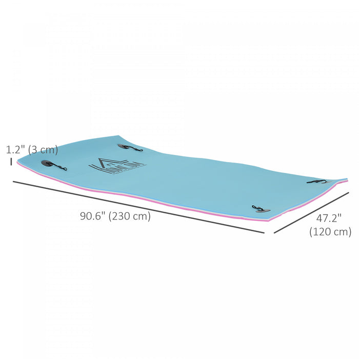 HOMCOM 7.5x4ft Floating Mat Floating Lily Pad Water Carpet Float Aqua Mat Water Recreation and Relaxing in Lake, River, Beach, Swimming Pool, Blue