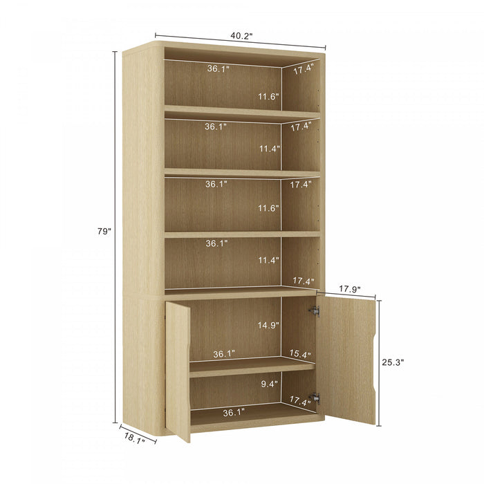 Rivington Modern 40\" Bookcase Cabinet in Natural Oak - Set of 2