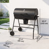 Outsunny Barrel Charcoal BBQ Smoker with 420 sq.in. Cooking Area, Outdoor Barbecue with Wheels, Ash Catcher and Built-in Thermometer for Patio Picnic, Backyard Party, Black