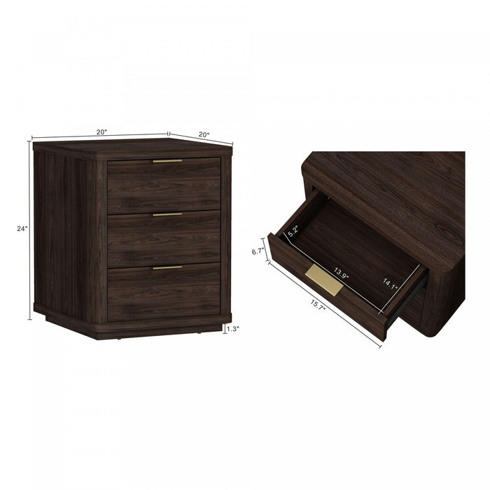 Evelyn Modern 20\" Nightstand in Brown (3-Drawer)