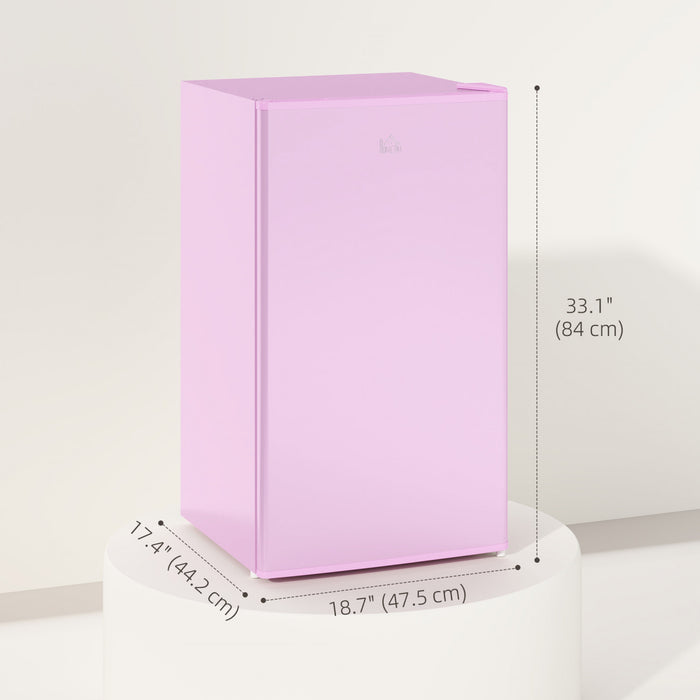 HOMCOM Mini Fridge with Freezer Thermostat Reversible Door, Pink