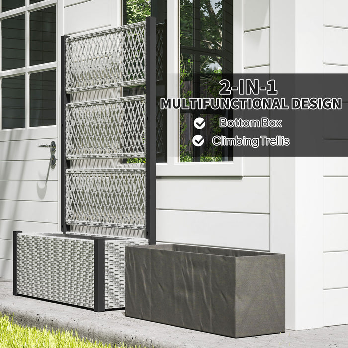Outsunny Outdoor Planter Box with Trellis, Wicker Garden Box, Mixed Grey