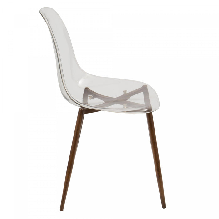 LumiSource Clara Walnut Clear Mid-Century Modern Dining Accent Chair - Set of 2