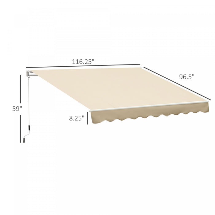 Outsunny 10' X 8' Manual Retractable Awning Shelter W/ Crank, Beige