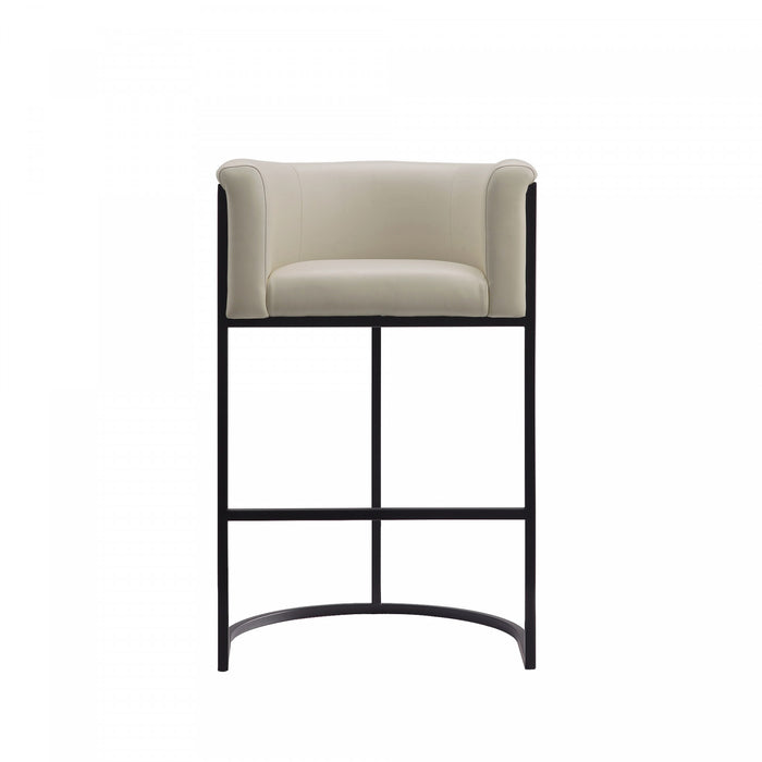 Cosmopolitan Mid-Century Modern Metal Upholstered Barstool in Stone Gray