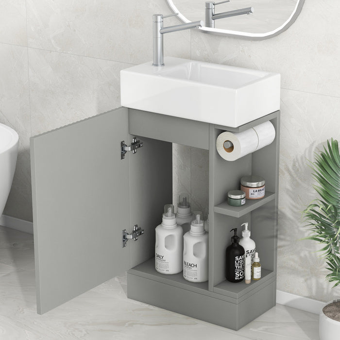 Ethan 18.6\" Bathroom Vanity with Sink and Adjustable Shelf, Grey