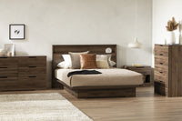 Holland Platform Bed with Drawer Natural Walnut - South Shore Queen Bed 