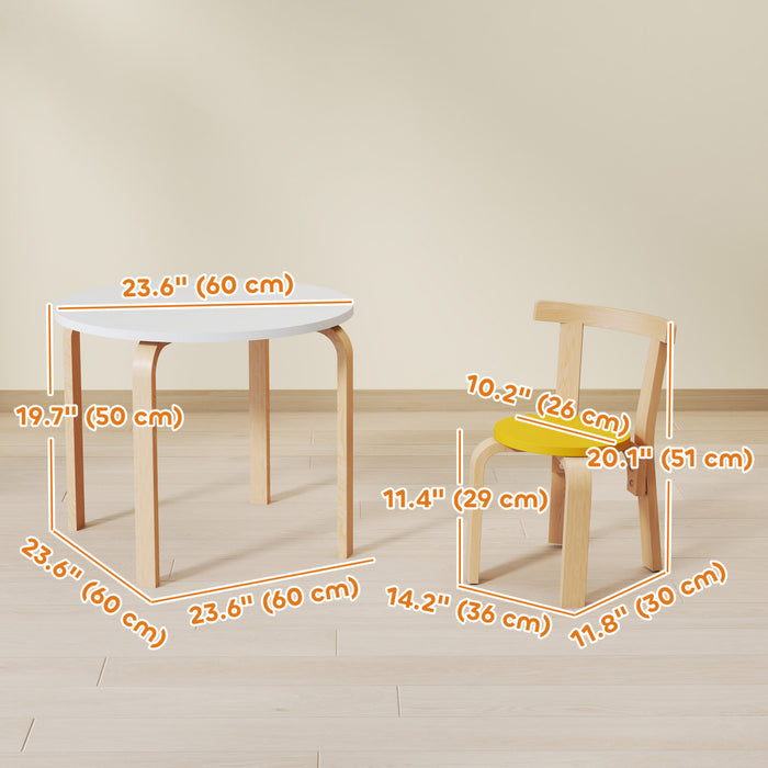 Qaba Kids Table and Chair Set, Wooden Toddler Table and 4 Chairs Set for Arts, Crafts, Drawing, Reading, for Playroom, Nursery, Classroom, for Boys Girls 3-8 Years, Multi-Coloured