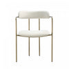 Serene Mid-Century Modern Metal Upholstered Dining Chair in Alabaster | Chaise de salle a manger moderne du milieu du siecle en metal et tissu, coloris albatre