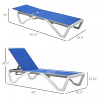 Outsunny Outdoor Chaise Lounge Chair, Patio Aluminum Tanning Chair, Blue