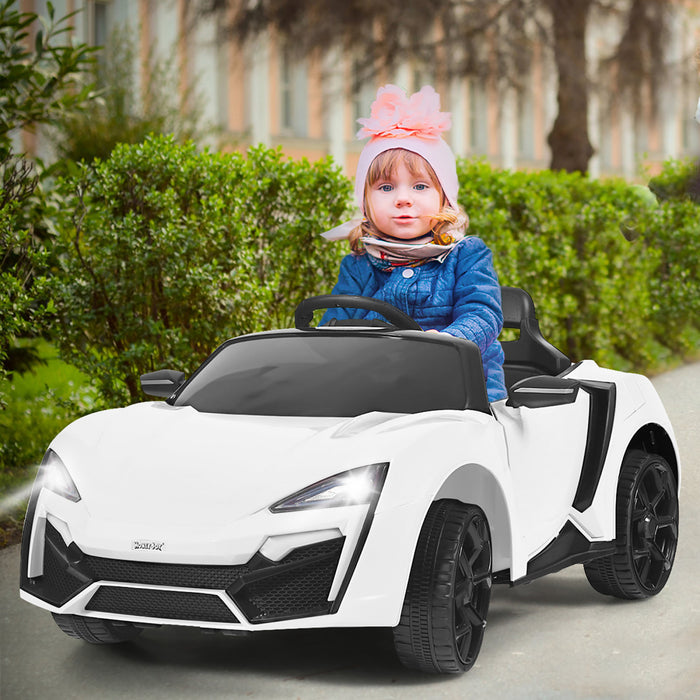 Costway 12v Kids Ride On Car 2.4g Rc Electric Vehicle W/ Lights Mp3 Openable Doors White