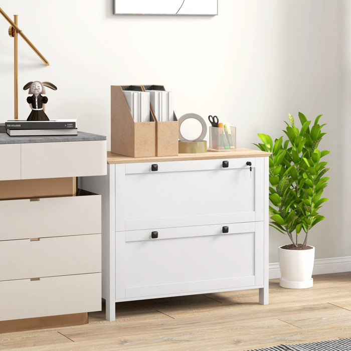 HOMCOM 2 Drawer Lateral File Cabinet for Letter, A4, Legal Size, White
